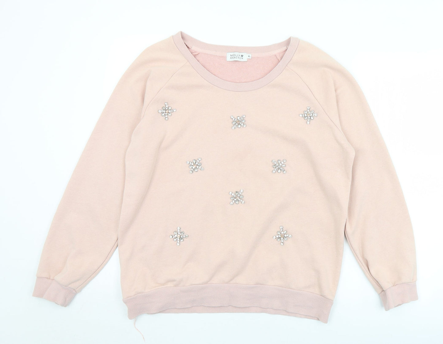 Molly Bracken Womens Pink  Cotton Pullover Sweatshirt Size XL