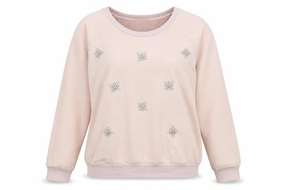 Molly Bracken Womens Pink  Cotton Pullover Sweatshirt Size XL