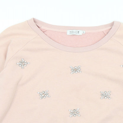 Molly Bracken Womens Pink  Cotton Pullover Sweatshirt Size XL