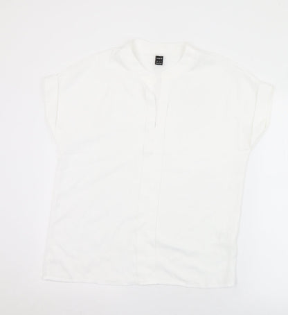 SheIn Womens White  Polyester Basic Blouse Size S Round Neck