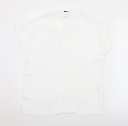 SheIn Womens White  Polyester Basic Blouse Size S Round Neck