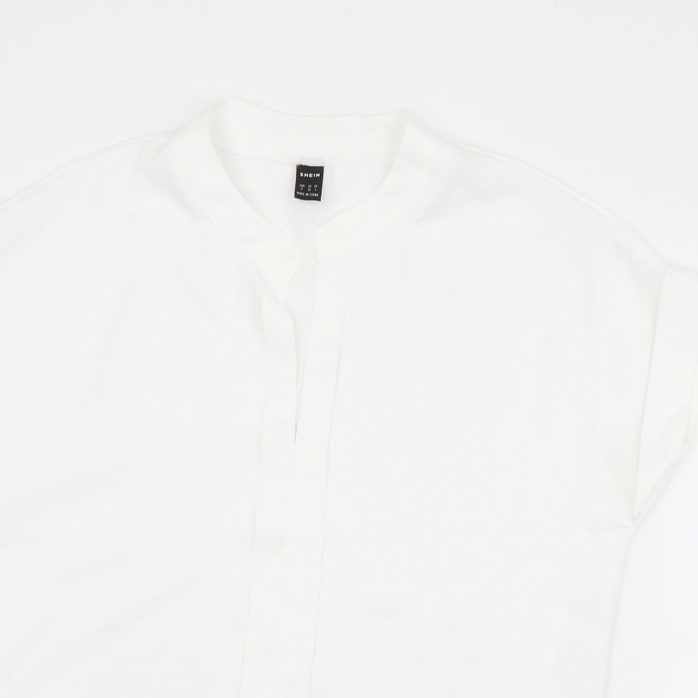 SheIn Womens White  Polyester Basic Blouse Size S Round Neck