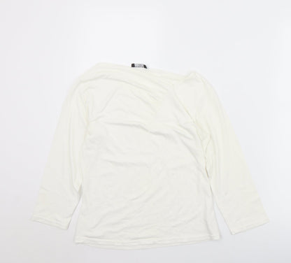Patrick Bernard Womens White  Viscose Basic T-Shirt Size S V-Neck