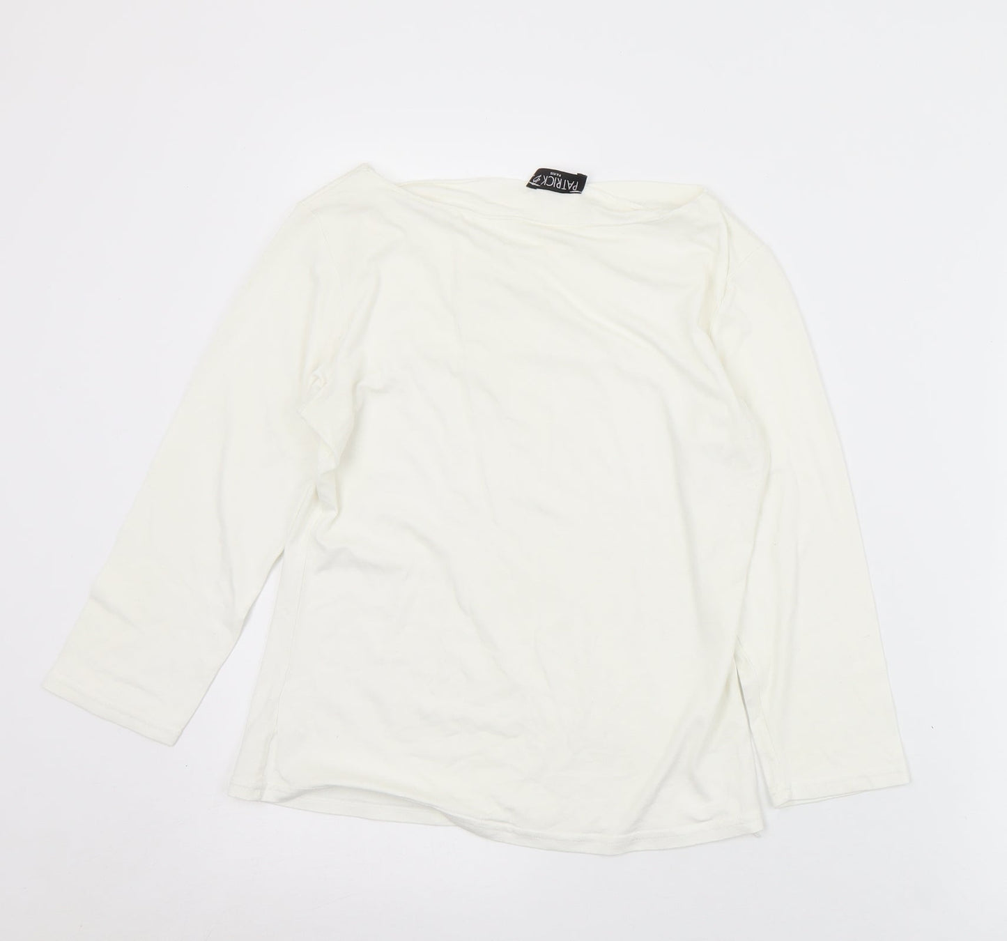 Patrick Bernard Womens White  Viscose Basic T-Shirt Size S V-Neck