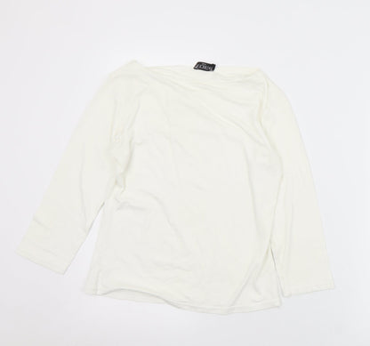 Patrick Bernard Womens White  Viscose Basic T-Shirt Size S V-Neck