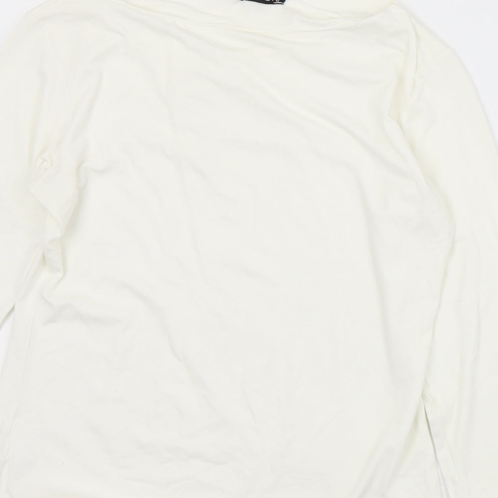 Patrick Bernard Womens White  Viscose Basic T-Shirt Size S V-Neck