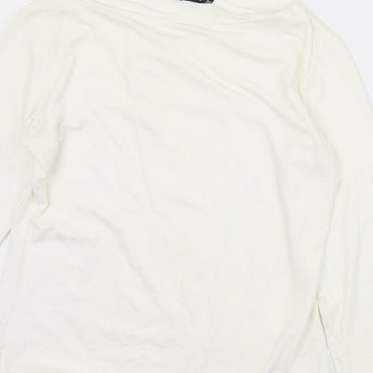 Patrick Bernard Womens White  Viscose Basic T-Shirt Size S V-Neck