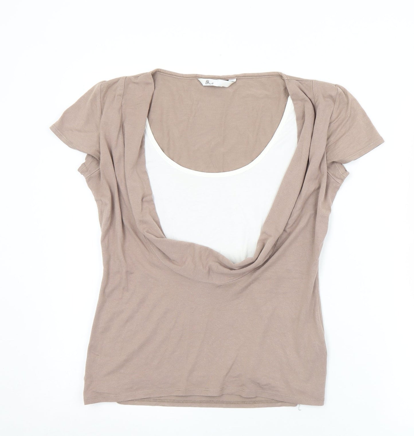 Womens UK Size 10 BHS Brown Basic T-Shirt
