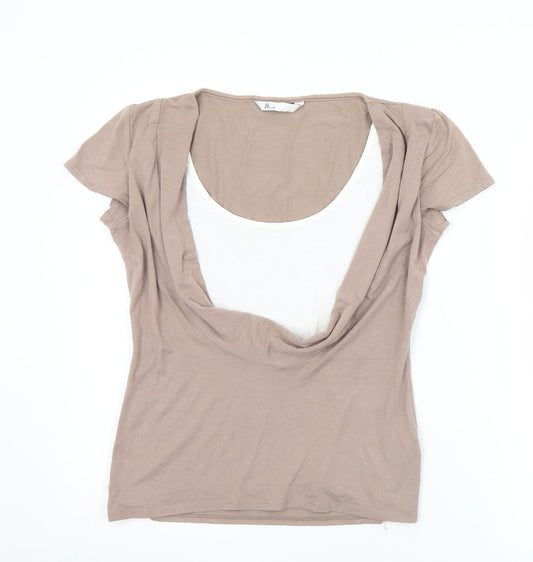 Womens UK Size 10 BHS Brown Basic T-Shirt