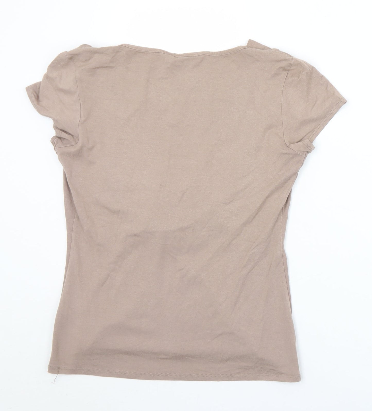 Womens UK Size 10 BHS Brown Basic T-Shirt