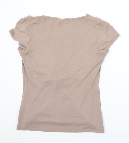 Womens UK Size 10 BHS Brown Basic T-Shirt