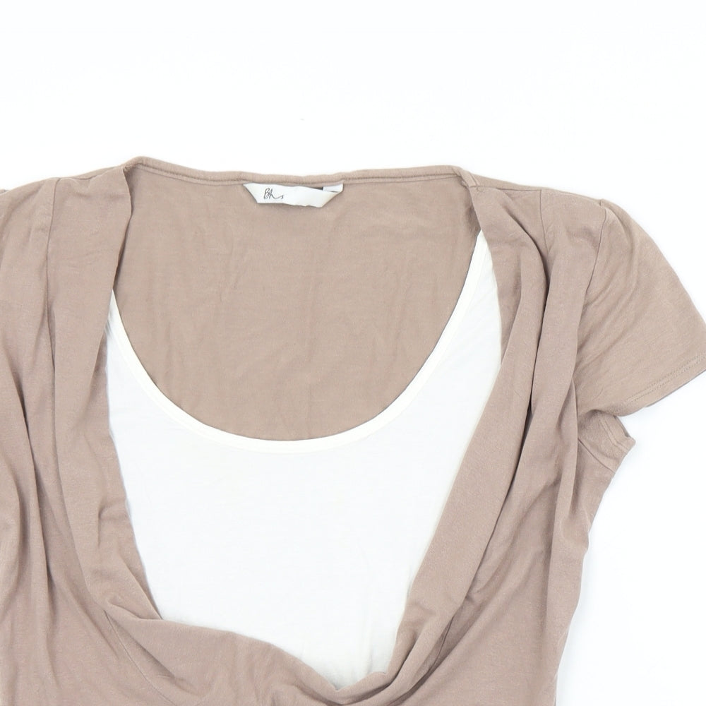 Womens UK Size 10 BHS Brown Basic T-Shirt