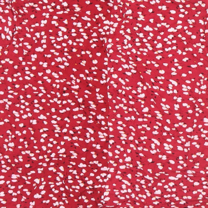 SheIn Womens Red Geometric Cotton Basic Blouse Size S V-Neck