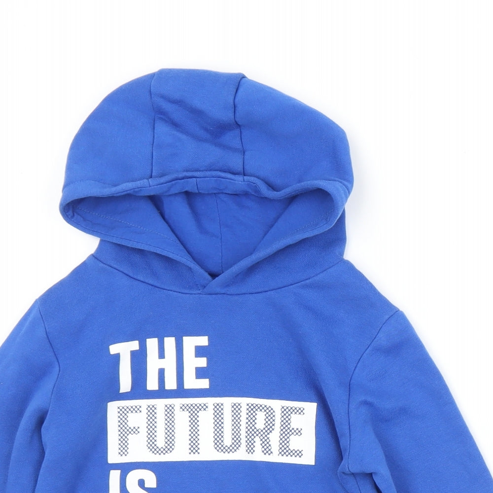 Dunnes Stores Boys Blue  Cotton Pullover Hoodie Size 5 Years   - The Future is Now