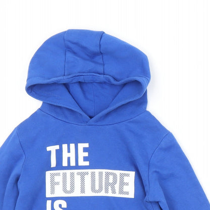 Dunnes Stores Boys Blue  Cotton Pullover Hoodie Size 5 Years   - The Future is Now