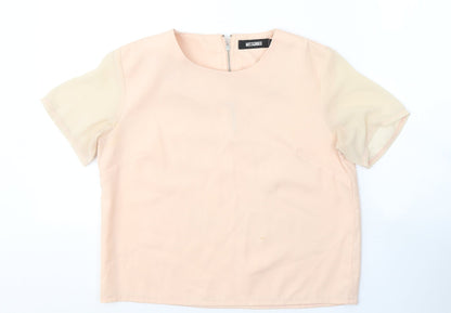 Missguided Womens Beige  Polyester Cropped T-Shirt Size 6 Round Neck