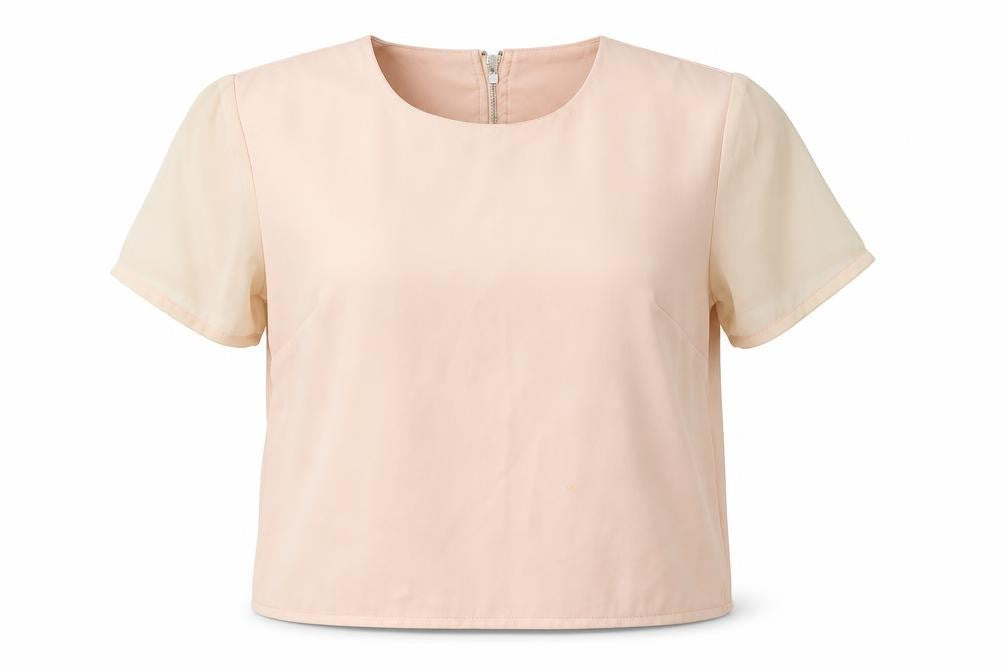 Missguided Womens Beige  Polyester Cropped T-Shirt Size 6 Round Neck