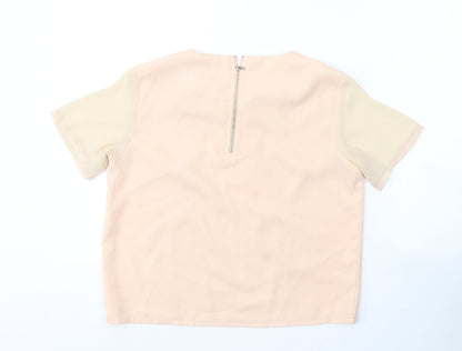 Missguided Womens Beige  Polyester Cropped T-Shirt Size 6 Round Neck