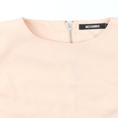 Missguided Womens Beige  Polyester Cropped T-Shirt Size 6 Round Neck