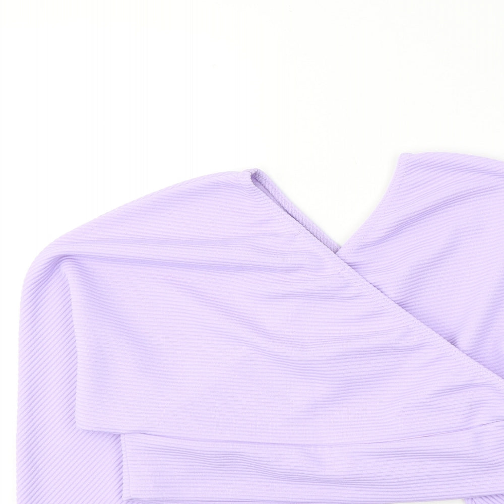 Womens UK Size 8 FEMME LUXE Purple Cropped Blouse