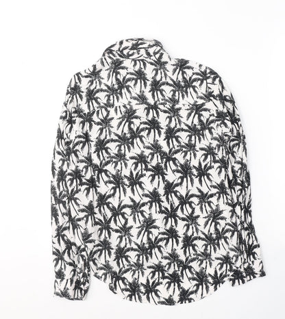 Womens UK Size 10 New Look White Basic Button-Up
