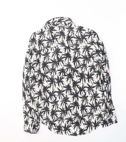 Womens UK Size 10 New Look White Basic Button-Up