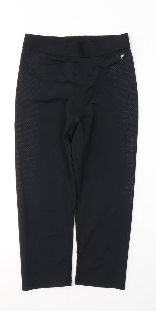 WORKOUT Womens Black  Polyester Cropped Leggings Size 10 L18 in Regular Pullover