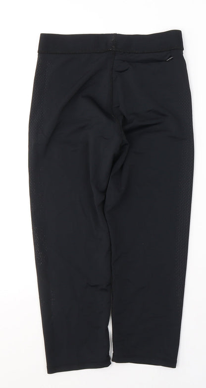 Back view of WORKOUT women’s black polyester cropped leggings, size UK 10, 18-inch leg regular pullover