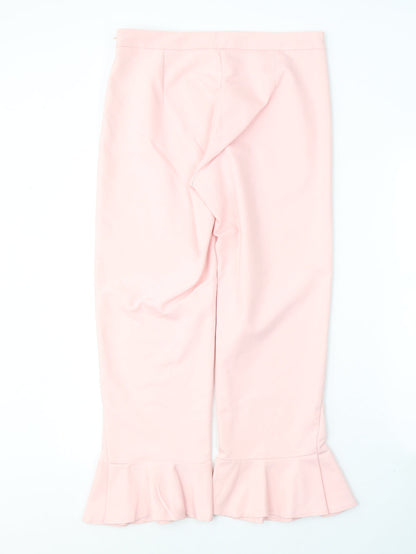 Womens UK Size 12 Stradivarius Regular Fit Cropped Pink Trousers
