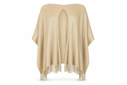 F&F Womens Beige V-Neck  Acrylic Cape Jumper One Size