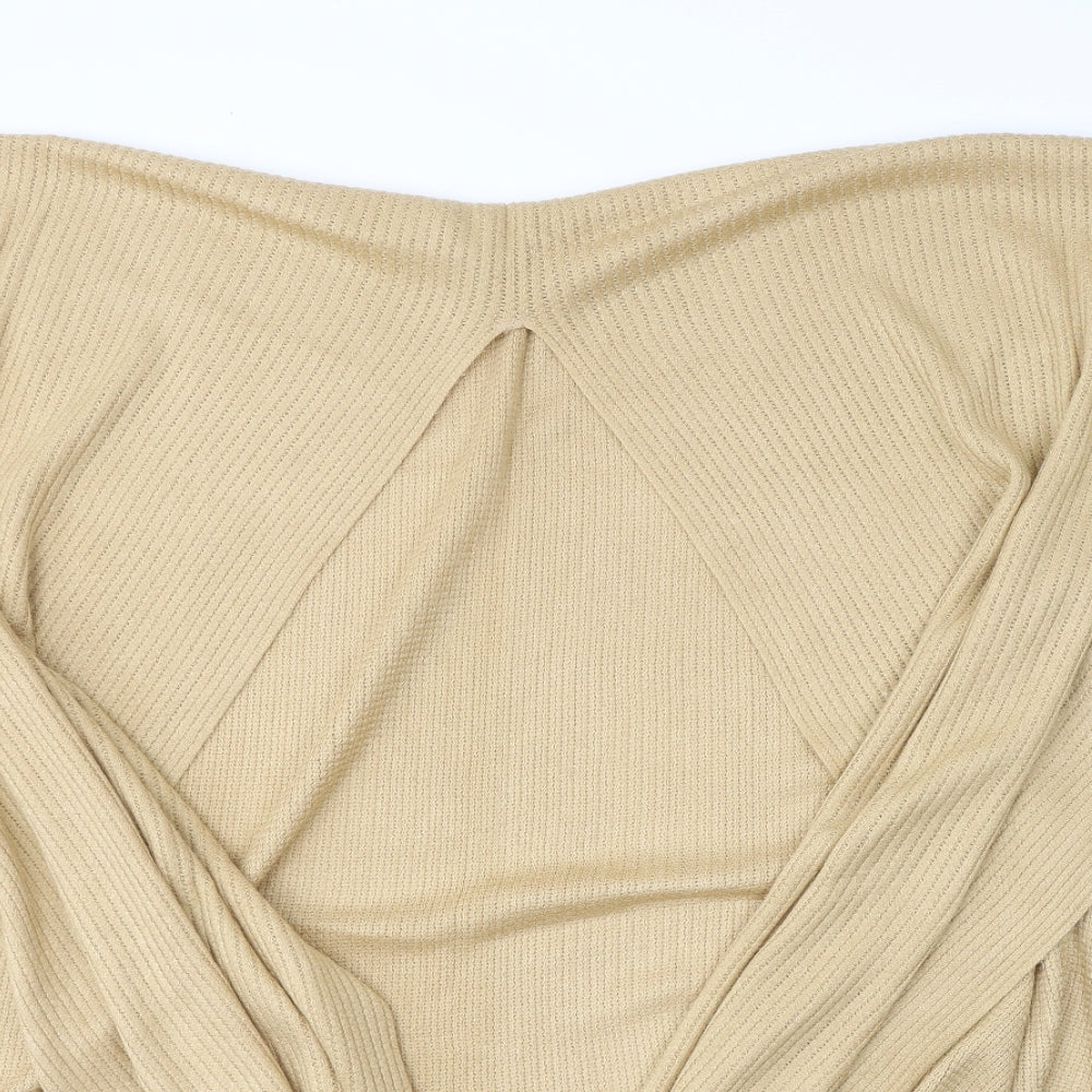 Florence + Fred Womens Beige V-Neck  Acrylic Cape Jumper One Size