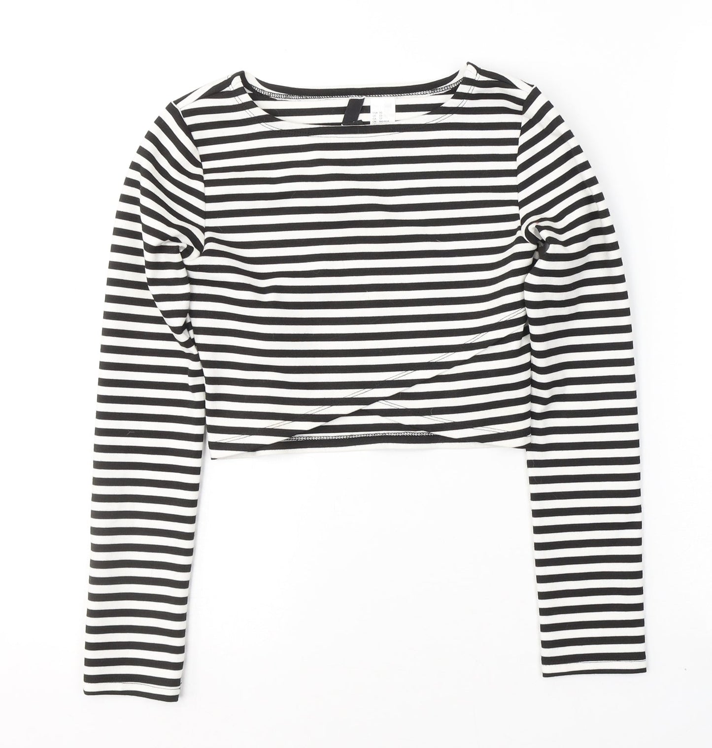 Womens UK Size XS Divided by H&M Black Cropped Blouse