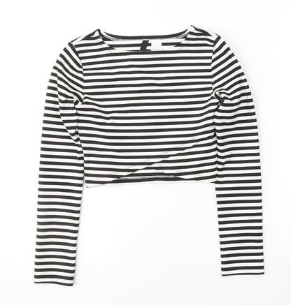Womens UK Size XS Divided by H&M Black Cropped Blouse