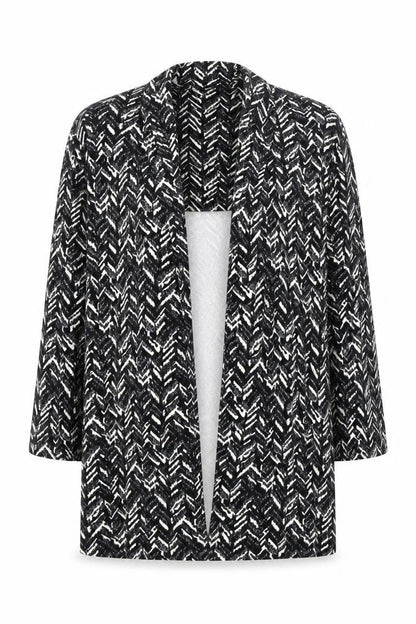 ANNE SMITH Womens Black V-Neck Geometric Polyester Cardigan Jumper Size 14