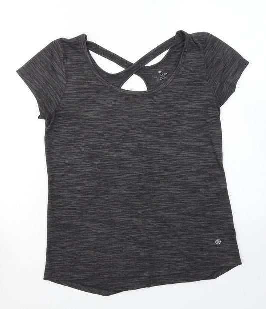 Papaya Womens Grey  Cotton Basic T-Shirt Size S Round Neck