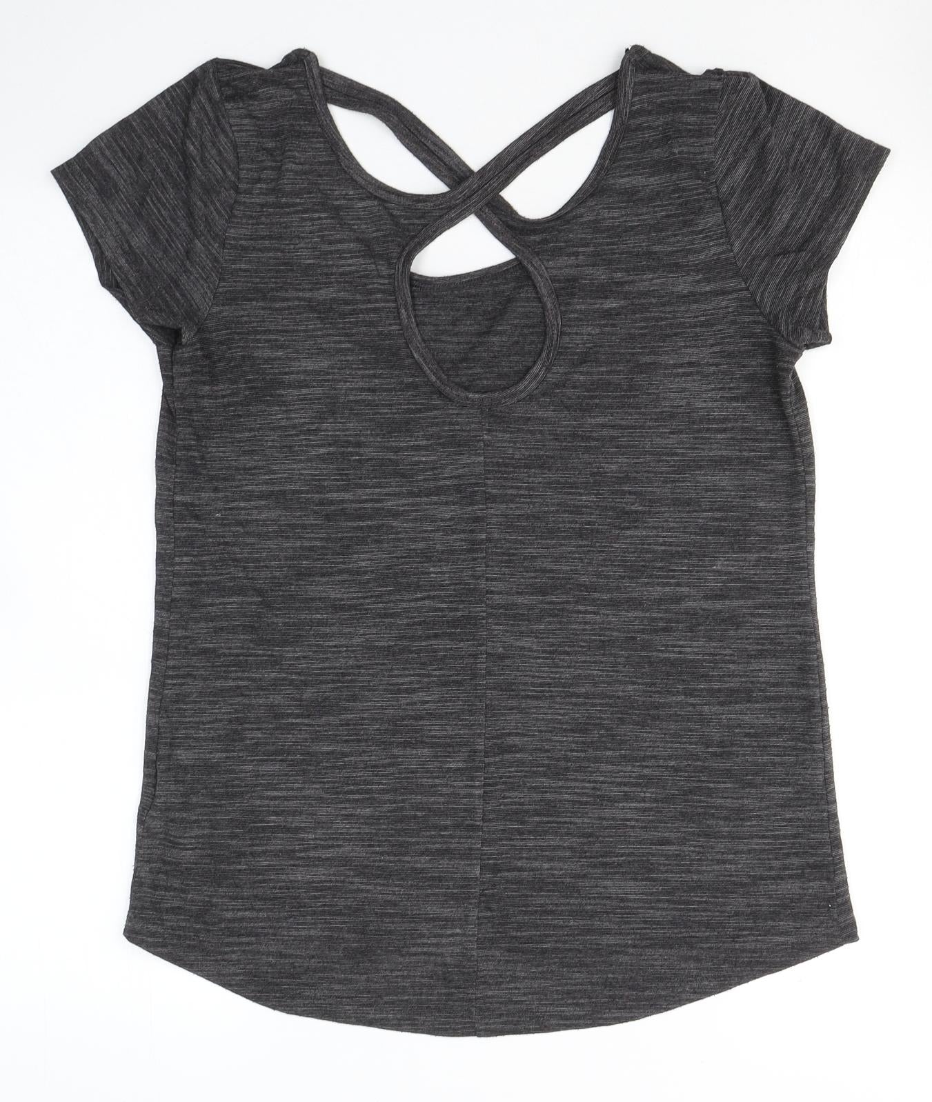 Womens UK Size S Papaya Grey Basic T-Shirt