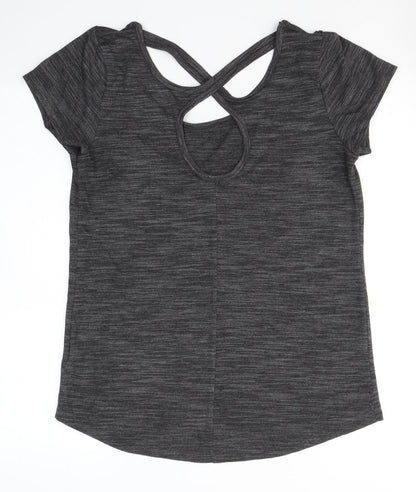 Womens UK Size S Papaya Grey Basic T-Shirt