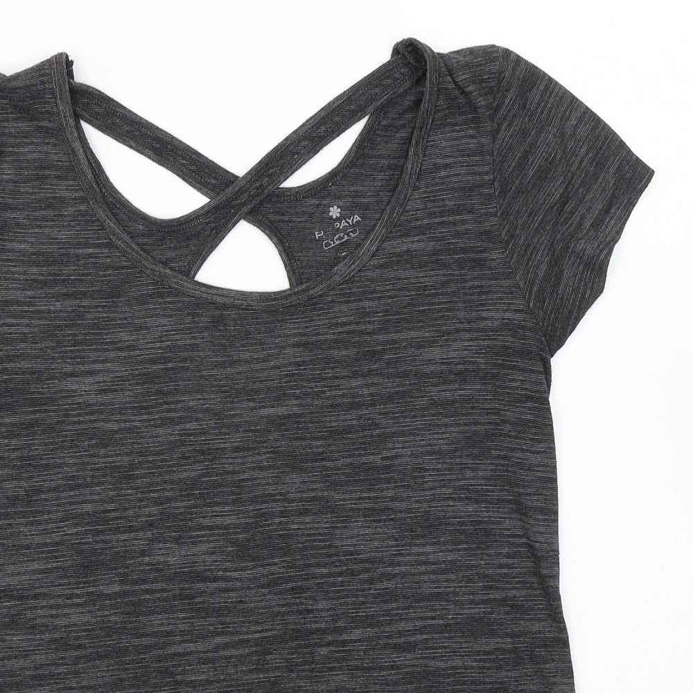 Womens UK Size S Papaya Grey Basic T-Shirt