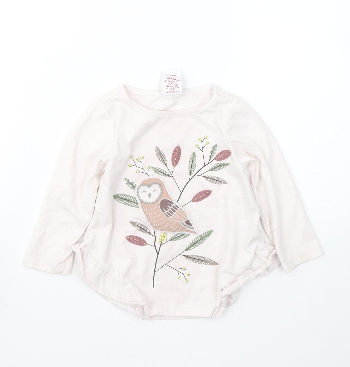 Maggie & Zoe Girls Pink  Cotton Pullover Casual Size 12 Months Round Neck Pullover - Bird