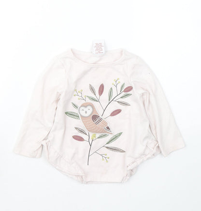 Maggie & Zoe Girls Pink  Cotton Pullover Casual Size 12 Months Round Neck Pullover - Bird