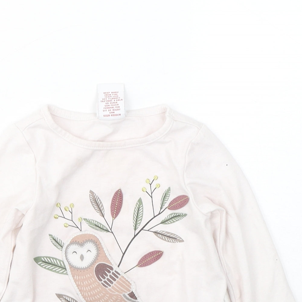 Maggie & Zoe Girls Pink  Cotton Pullover Casual Size 12 Months Round Neck Pullover - Bird