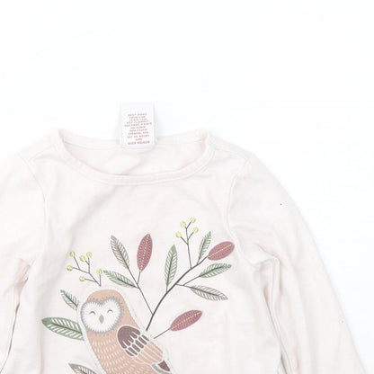 Maggie & Zoe Girls Pink  Cotton Pullover Casual Size 12 Months Round Neck Pullover - Bird