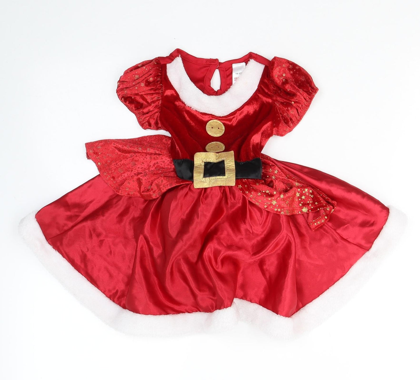 Matalan Girls Red  Polyester Fit & Flare  Size 12-18 Months  Round Neck Pullover - Santa Claus Fancy dress