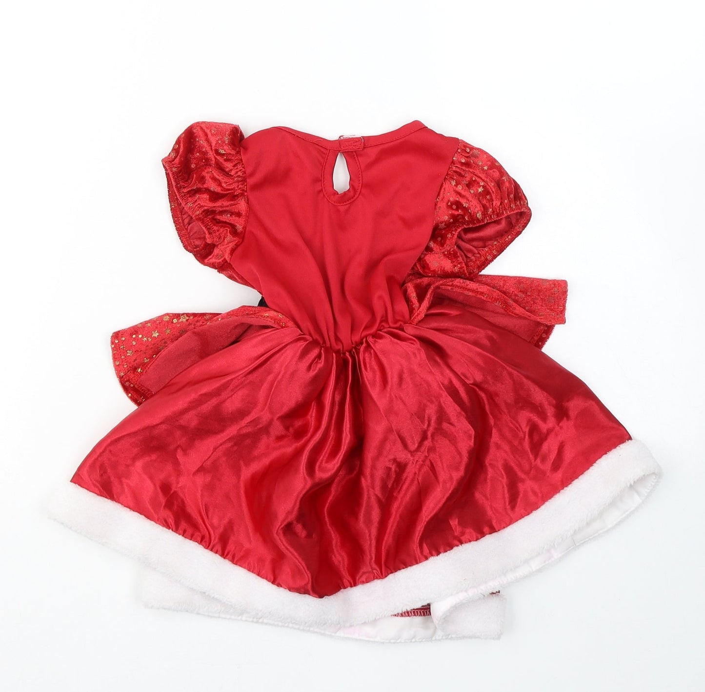 Matalan Girls Red  Polyester Fit & Flare  Size 12-18 Months  Round Neck Pullover - Santa Claus Fancy dress