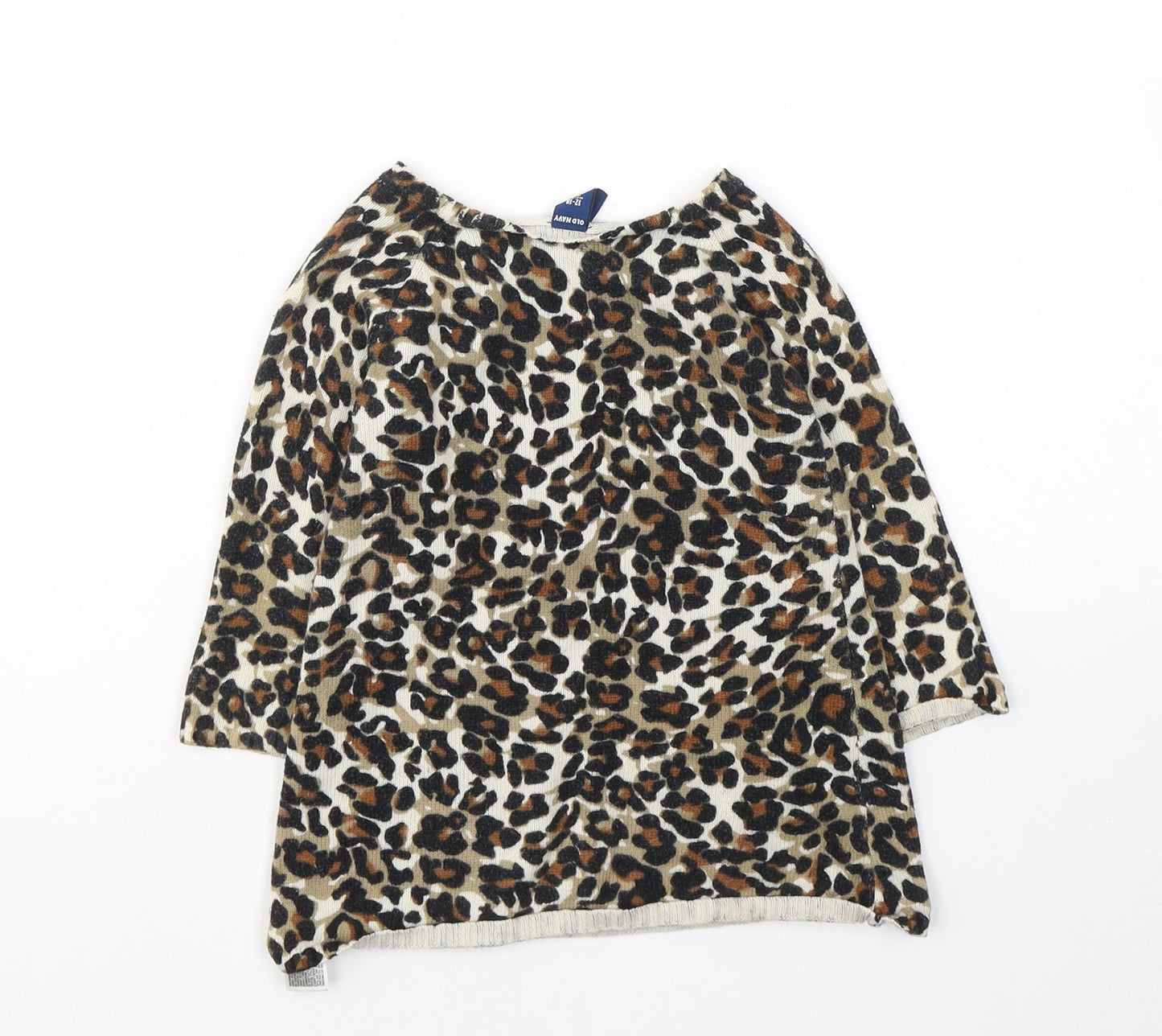 Old Navy Girls Beige Animal Print Cotton Tunic Jumper Size 12-18 Months  Pullover