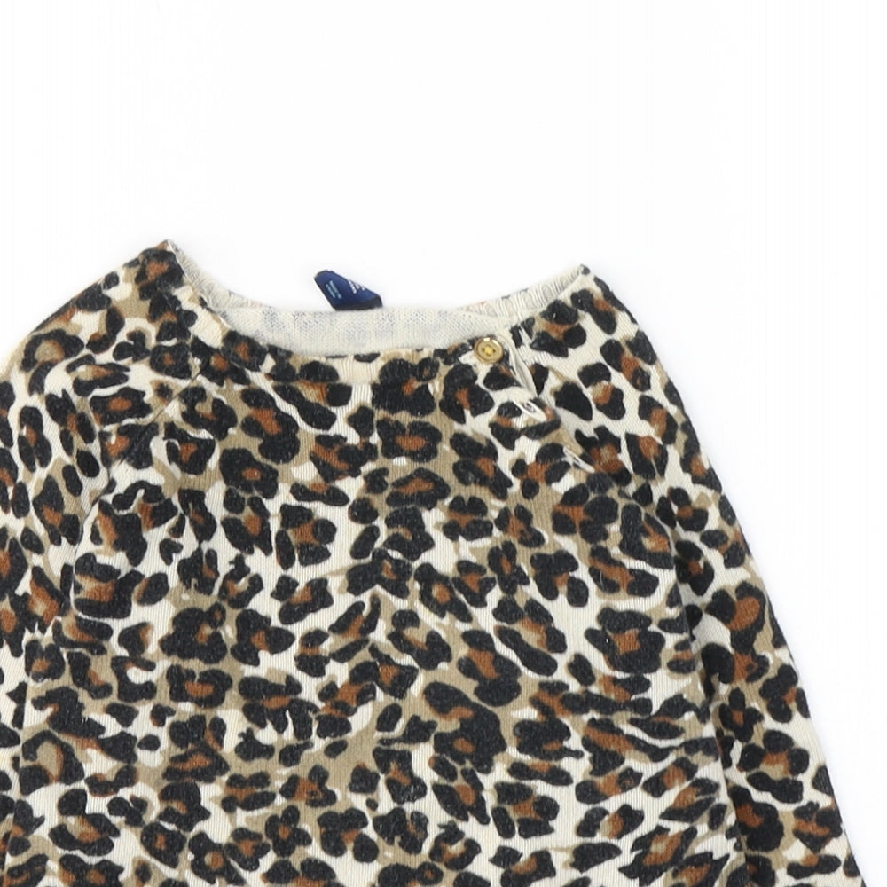 Old Navy Girls Beige Animal Print Cotton Tunic Jumper Size 12-18 Months  Pullover