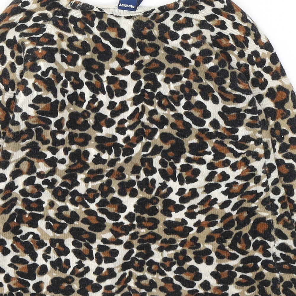 Old Navy Girls Beige Animal Print Cotton Tunic Jumper Size 12-18 Months  Pullover
