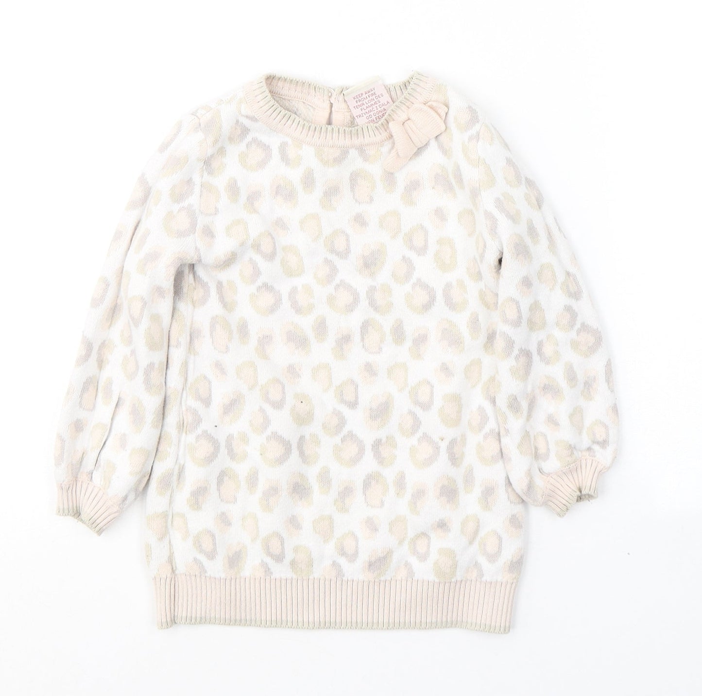 Cynthia Rowley Girls Ivory Animal Print Cotton Tunic Jumper Size 12-18 Months  Pullover