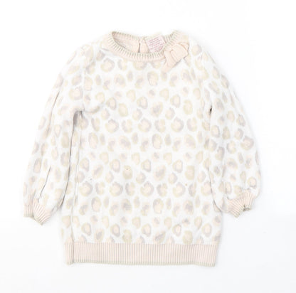 Cynthia Rowley Girls Ivory Animal Print Cotton Tunic Jumper Size 12-18 Months  Pullover