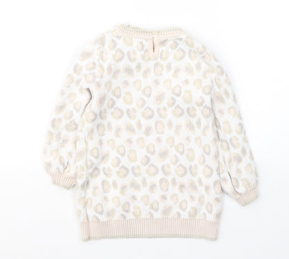 Cynthia Rowley Girls Ivory Animal Print Cotton Tunic Jumper Size 12-18 Months  Pullover